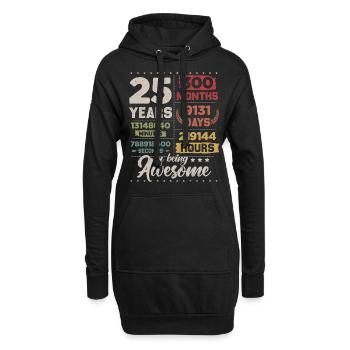 25 Years Awesome Retro 25. Geburtstag Countdown - Hoodie-Kleid - Schwarz - Vorne