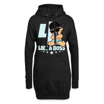 Baby Geburtstag Junge Mädchen 4 Jahre Like a Boss - Hoodie-Kleid - Schwarz - Vorne