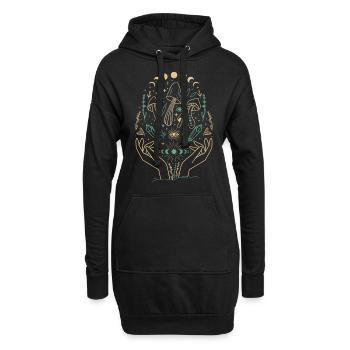 Champignons Boho & Minimalisme Goblincore Esthétique - Sweat-shirt à capuche long Femme - noir - Devant