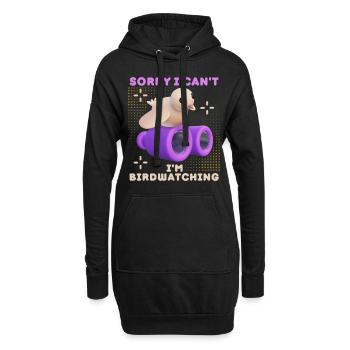 Vogel, Bird-Watching, lustiger Spruch mit Fernglas - Hoodie-Kleid - Schwarz - Vorne