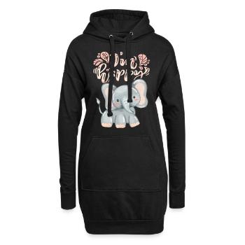 Spruch I'm-happy, lustiger kawaii Elefant - Hoodie-Kleid - Schwarz - Vorne