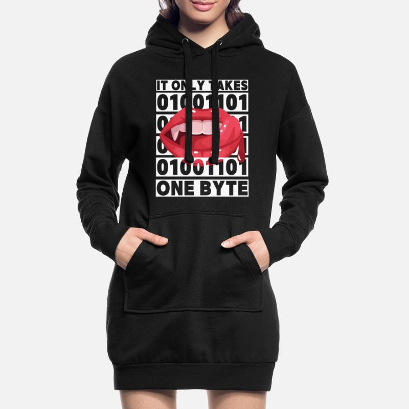Bit bytes Binary Computer Nerd, Vampire, Dire, Jeu de mots Sweat-shirt à capuche long Femme