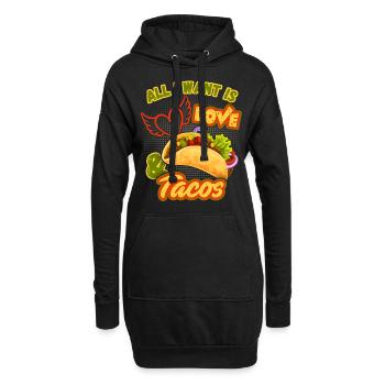 Tout ce que je veux, amour et tacos, tacos Mexique - Sweat-shirt à capuche long Femme - noir - Devant