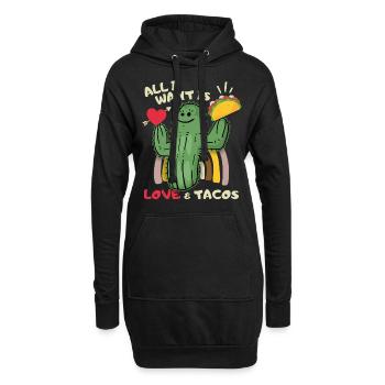 Tout ce que je veux, amour et tacos, tacos Mexique - Sweat-shirt à capuche long Femme - noir - Devant