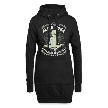 Alien-Yoga, Yoga, außerirdisch, grünes Mannchen - Hoodie-Kleid - Schwarz - Vorne