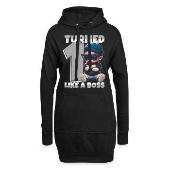 Baby 1. Geburtstag Junge Mädchen Like a Boss - Hoodie-Kleid - Schwarz - Vorne
