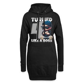Baby 4. Geburtstag Junge Mädchen Like a Boss - Hoodie-Kleid - Schwarz - Vorne