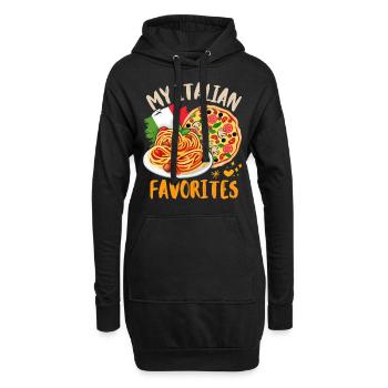 Pizza-Pasta, italienische Küche, leckeres Italien - Hoodie-Kleid - Schwarz - Vorne