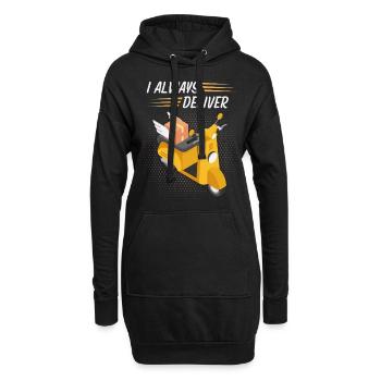 Kurier, Paketzusteller, Motorrad, lustiger Spruch - Hoodie-Kleid - Schwarz - Vorne