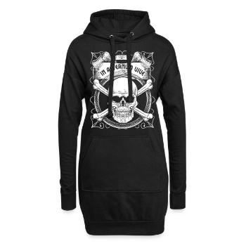 Crâne de motard avec serpent, dicton latin - Sweat-shirt à capuche long Femme - noir - Devant