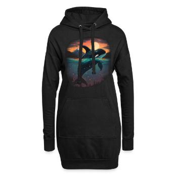 Bunter Schwertwal Wale beobachten Orca Wal - Hoodie-Kleid - Schwarz - Vorne