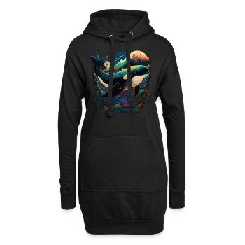 Bunter Schwertwal Wale beobachten Orca Wal - Hoodie-Kleid - Schwarz - Vorne