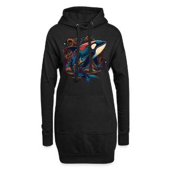 Bunter Schwertwal Wale beobachten Orca Wal - Hoodie-Kleid - Schwarz - Vorne