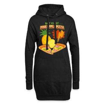 Ananas-Pizza, Pineapple-Pizza, Pizza-Hawaii Spruch - Hoodie-Kleid - Schwarz - Vorne
