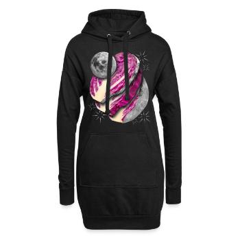 Surrealismus, Vollmond in Scheiben, Rotkohl - Hoodie-Kleid - Schwarz - Vorne