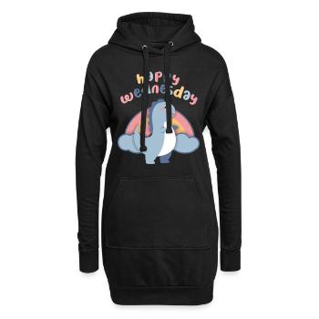 Kawaii Dinosaurier, Regenbogen Happy-Wednesday - Hoodie-Kleid - Schwarz - Vorne