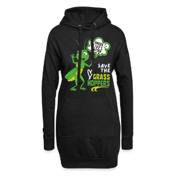 Comic Grashüpfer, lustiger Spruch Heuschrecke - Hoodie-Kleid - Schwarz - Vorne