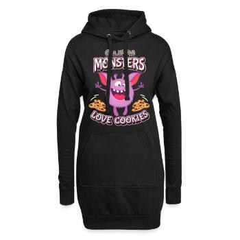 Lustiges-Monster, Krümel-Monster, Kekse, Spruch - Hoodie-Kleid - Schwarz - Vorne