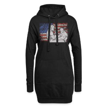 Armwrestling Retro USA Flagge 4th of July - Hoodie-Kleid - Schwarz - Vorne