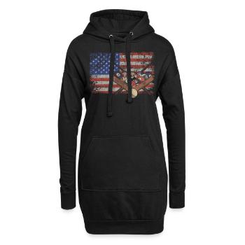 Billard Retro USA Flagge Billardkugel 4th of July - Hoodie-Kleid - Schwarz - Vorne