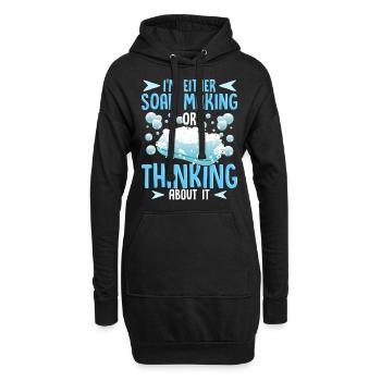 Seifenmacher Humor Seifenherstellung oder Denken an Seife - Hoodie-Kleid - Schwarz - Vorne