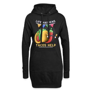 Lustiger Mexikanischer Taco, Pepperoni 3D Tacos - Hoodie-Kleid - Schwarz - Vorne