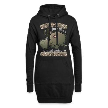 Nilpferd, Flusspferd, Spruch, Einhorn-Unicorn - Hoodie-Kleid - Schwarz - Vorne