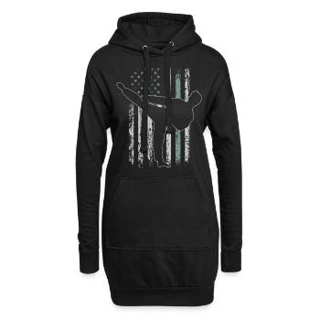 Capoeira Retro USA Flag Arts Martiaux 4 Juillet - Sweat-shirt à capuche long Femme - noir - Devant