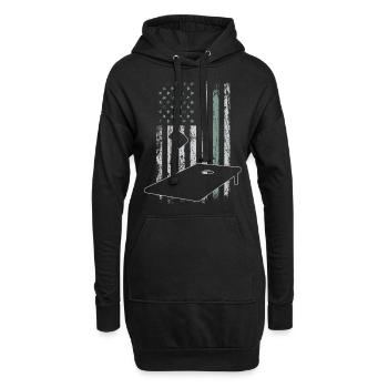 Cornhole Retro USA Flag Baggo 4 juillet - Sweat-shirt à capuche long Femme - noir - Devant