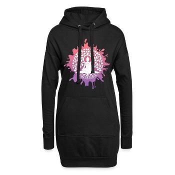 Yoga, Buddha mit Lebensbaum, Bodhi-Baum - Hoodie-Kleid - Schwarz - Vorne
