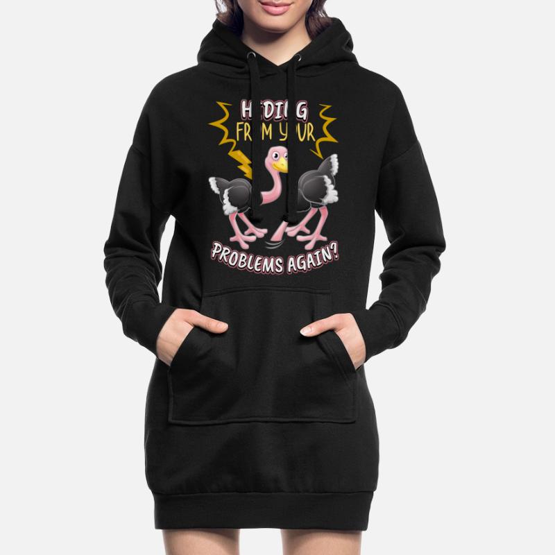 Funny Bouquet Bird-Strauss Comic Problem Solution Sweat-shirt à capuche long Femme