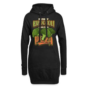 Brokkoli, lustiger Spruch, Witz, Pizza-Witz - Hoodie-Kleid - Schwarz - Vorne