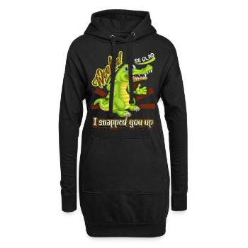 Krokodil-Crocodile, lustiger Spruch, Valentinstag - Hoodie-Kleid - Schwarz - Vorne