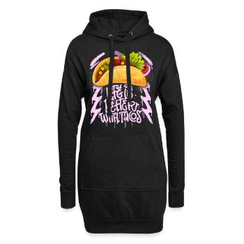 Tacos disant que la vie est meilleure avec des tacos style grunge - Sweat-shirt à capuche long Femme - noir - Devant