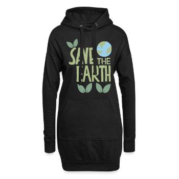 Save the Earth, Handgemaltes Design, Umweltschutz - Hoodie-Kleid - Schwarz - Vorne