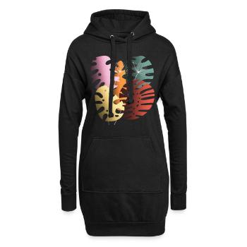 Monstera quitte Boho Design Boho Monstera - Sweat-shirt à capuche long Femme - noir - Devant