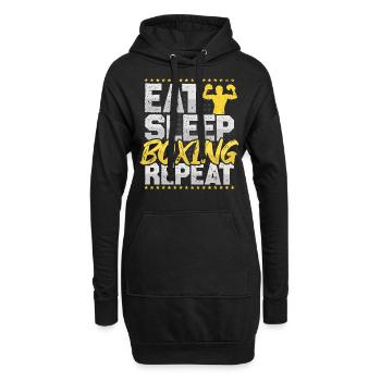 Boxe Manger Dormir Répéter Ring de boxe Hobby Boxe - Sweat-shirt à capuche long Femme - noir - Devant