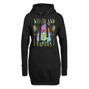Comic Hexe mit Hexenbesen, lustiger Spruch, Pun - Hoodie-Kleid - Schwarz - Vorne