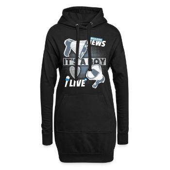 Baby-Junge, Ankündigung mit Megaphon, It's-a-Boy - Hoodie-Kleid - Schwarz - Vorne
