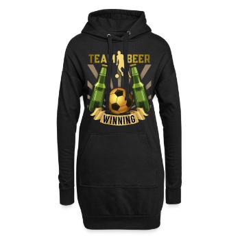 Fußball, Bier, Bierspruch mit Bierflaschen Spruch - Hoodie-Kleid - Schwarz - Vorne