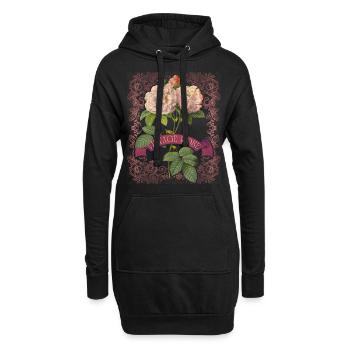 Roses millésimées, roses Redoute, illustration antique - Sweat-shirt à capuche long Femme - noir - Devant