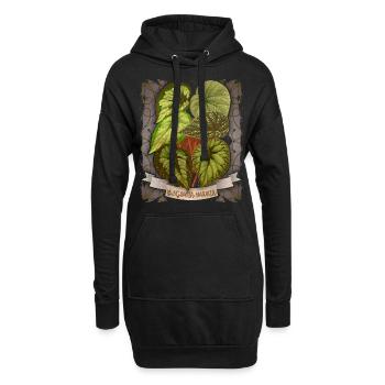 Illustration botanique de fleur de bégonia vintage - Sweat-shirt à capuche long Femme - noir - Devant