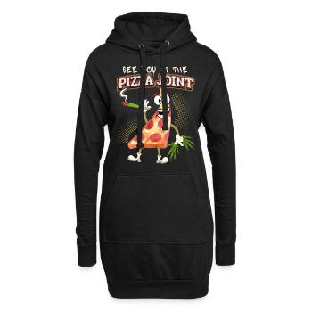 Lustiger Pizza Spruch mit Cannabis Joint, Pun - Hoodie-Kleid - Schwarz - Vorne