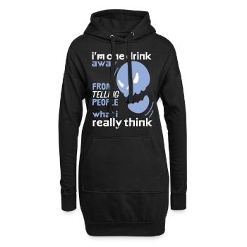 Comic Totenkopf Skull lustiger Spruch, Trinkspruch - Hoodie-Kleid - Schwarz - Vorne