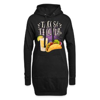 Tacos, Spruch mit Tequila-Drink Mexikanische Küche - Hoodie-Kleid - Schwarz - Vorne