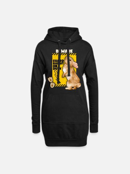 Kaninchen Hase lustiger Spruch Guard-Rabbit Witz - Hoodie-Kleid - Schwarz