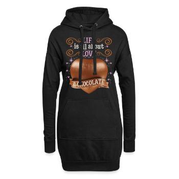 Amour-Amour, Cœur de chocolat, Dicton de chocolat - Sweat-shirt à capuche long Femme - noir - Devant