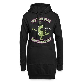 La grenouille comique est oublieuse, drôle de dicton, jeu de mots - Sweat-shirt à capuche long Femme - noir - Devant