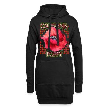 Mohn, Kalifornische Mohnblume, California-Poppy - Hoodie-Kleid - Schwarz - Vorne