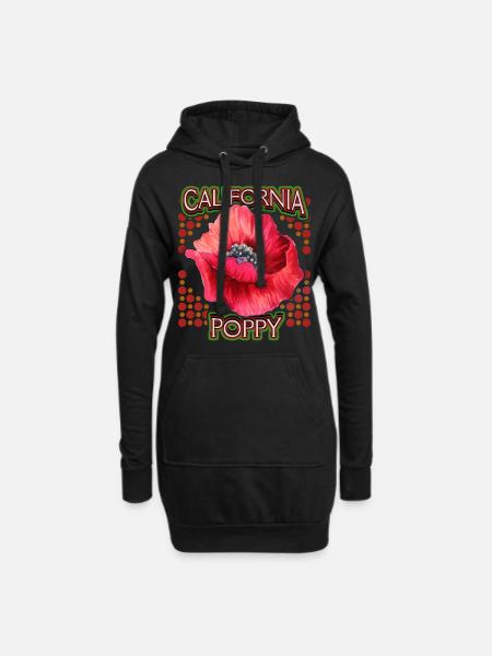 Poppy, California Poppy, California Poppy - Hoodie Dress - black